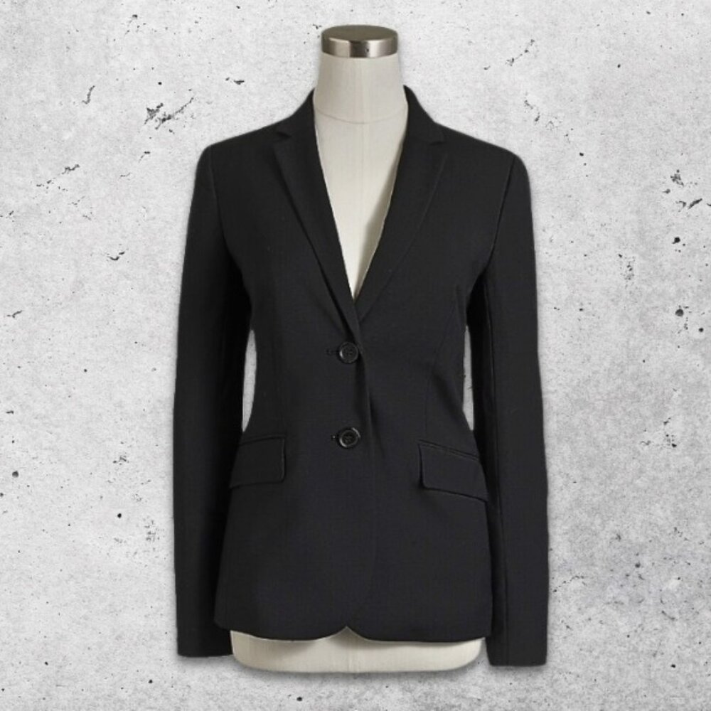 J.Crew Long Boyfriend Blazer High Quality Wool Blend Soft Fully Lined Black W‎ 0